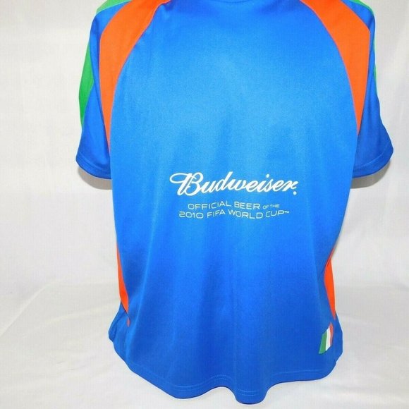 Budweiser Beer FIFA 2010 World Cup Italy Blue  Orange Green T Shirt - Picture 3 of 9